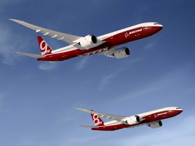 Οι αποδόσεις των μοντέλων 777x -8 και -9 δείχνουν μια πτέρυγα που μοιάζει πολύ με εκείνη των μοντέλων 787. -Εικόνα