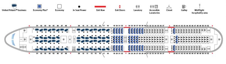 Ο χάρτης καθισμάτων για το Boeing 777-300ER της United - Image: United